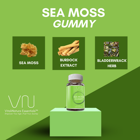 Sea Moss Gummies with sea moss, burdock extract, and bladderwrack herb